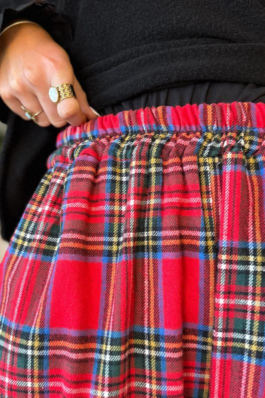 McAlister Tartan Brushed Cotton Barrel Pant Red